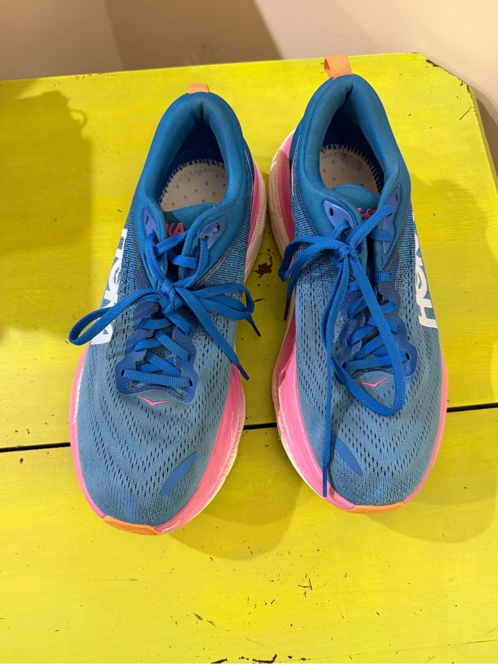 Hoka Women's Blue and Pink Athletic Running Shoes